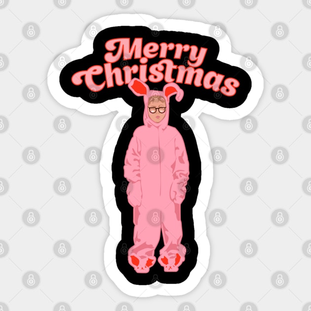 Merry Christmas - Ralphie Pink Bunny Costume - Funny Graphic Sticker by ChattanoogaTshirt